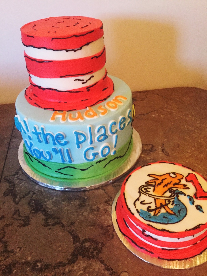 Oh the Places You'll Go stacked birthday cake