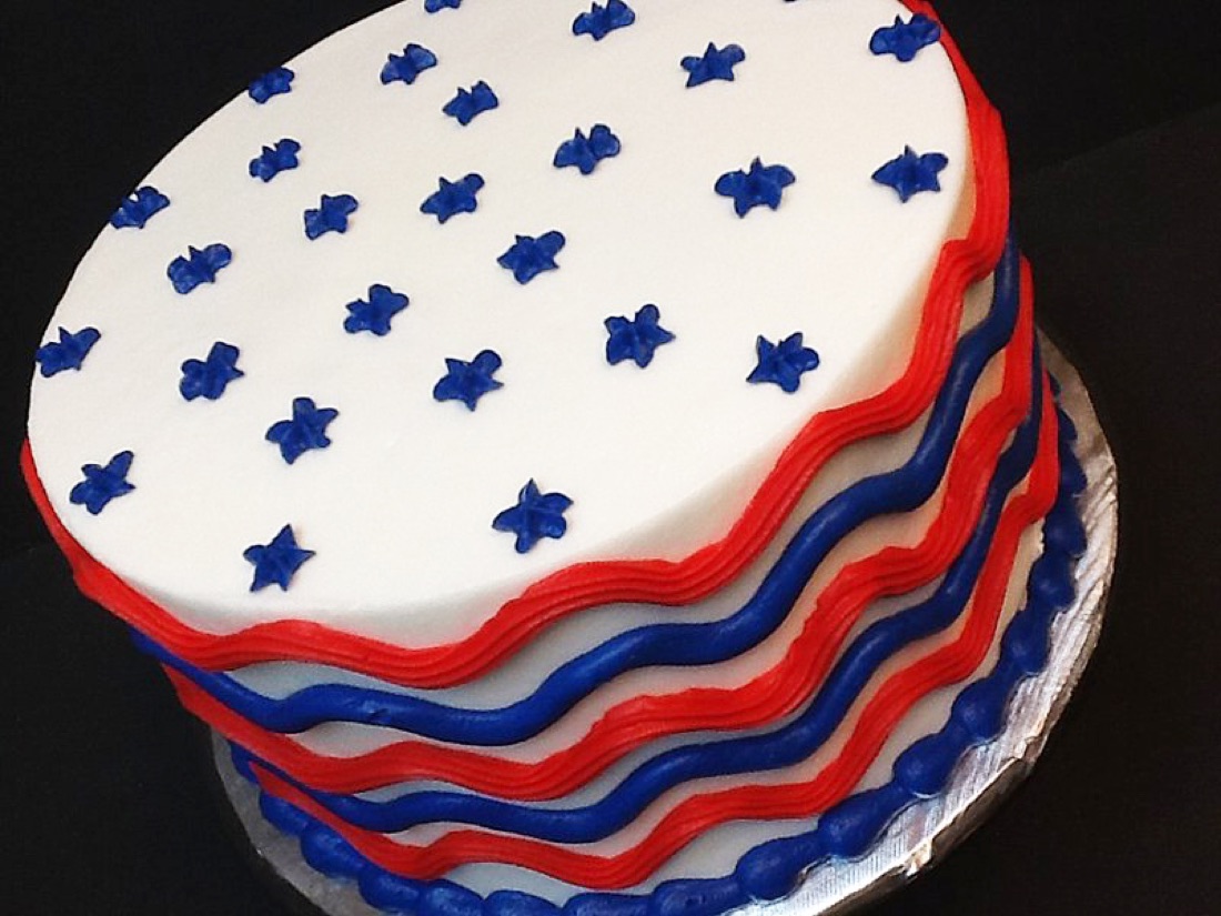 Patriotic stars-and-stripes cake